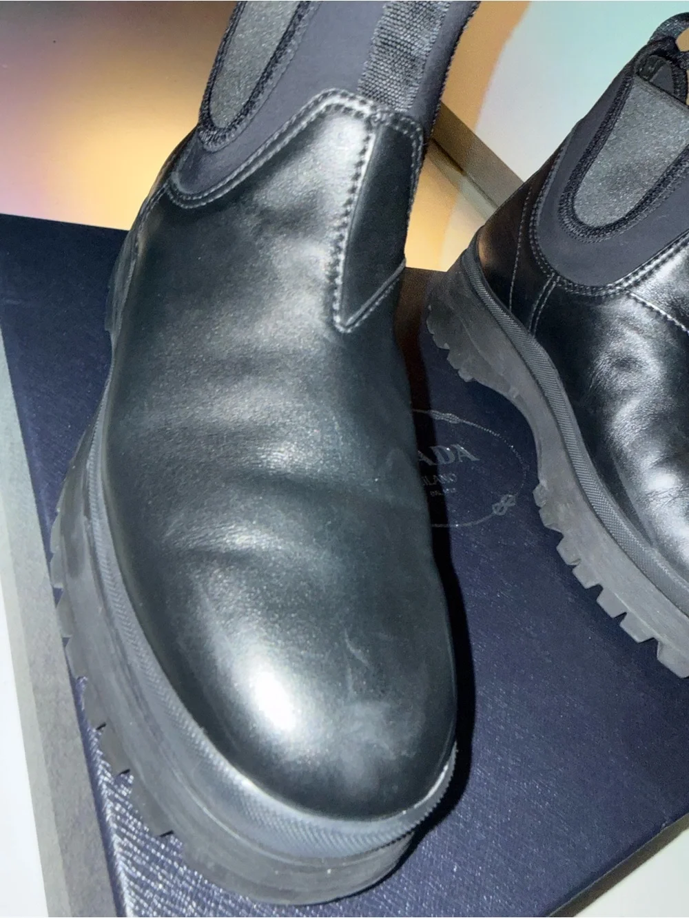 PRADA Men’s Leather Chelsea Boots Size 8.5